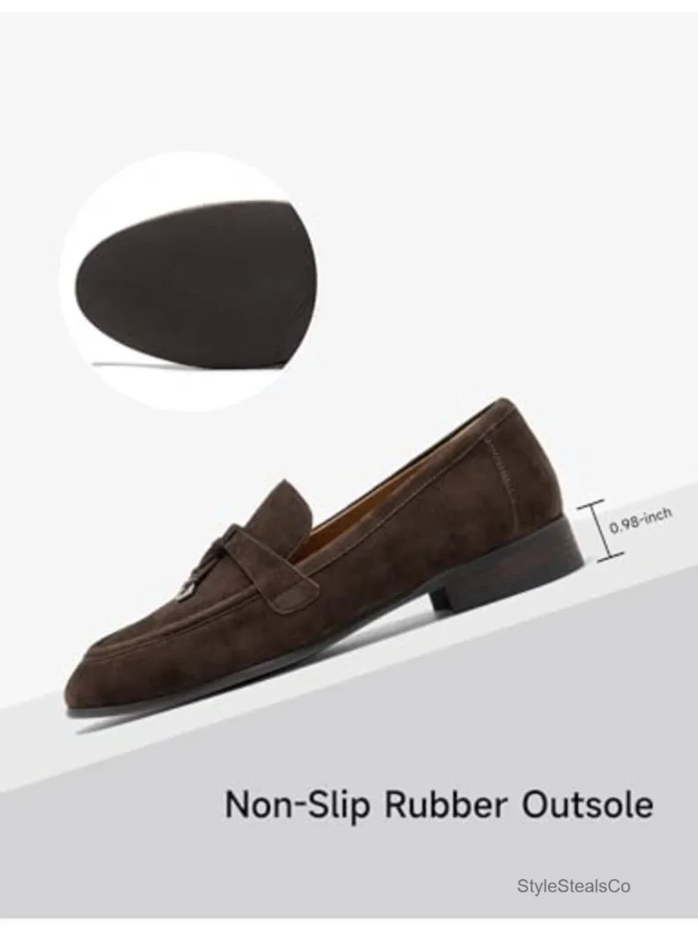 Cow Suede Penny Loafers for Women, Comfortable Slip On Dress Flats, Business